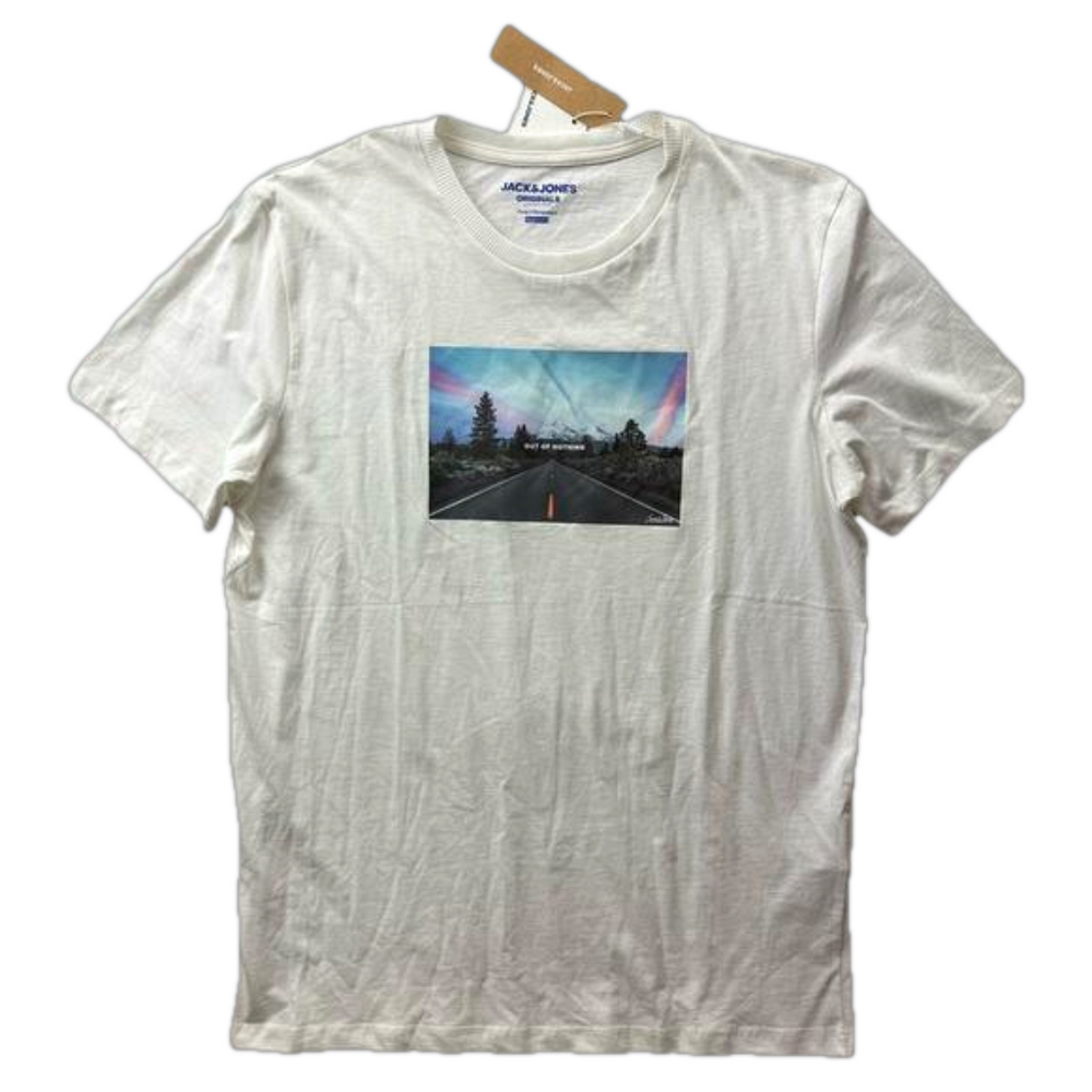 JACK & JONES unisex Jorsilent Tee SS Crew neck Cloud Dancer size large NWT